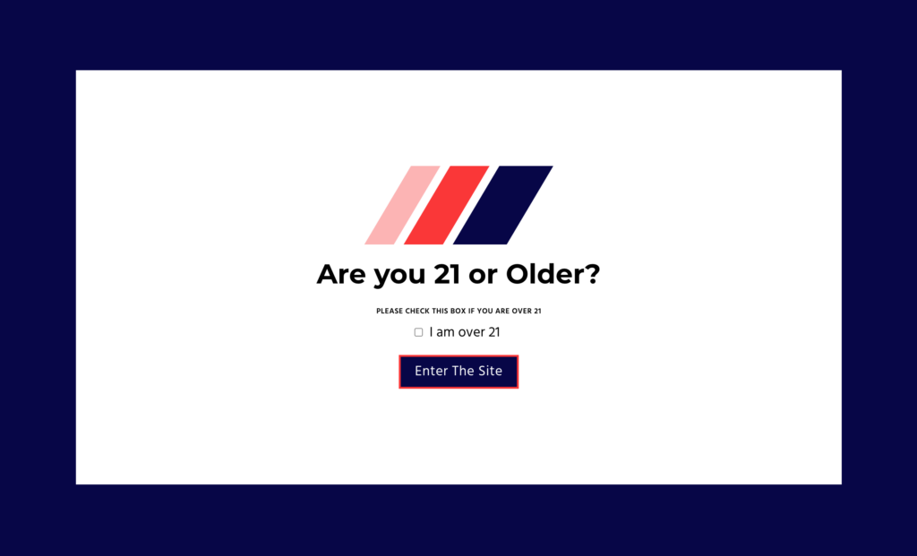 image of the bricks builder age gate element on navy blue background