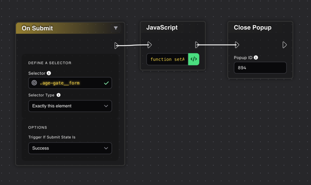 Image showing form submission event and actions