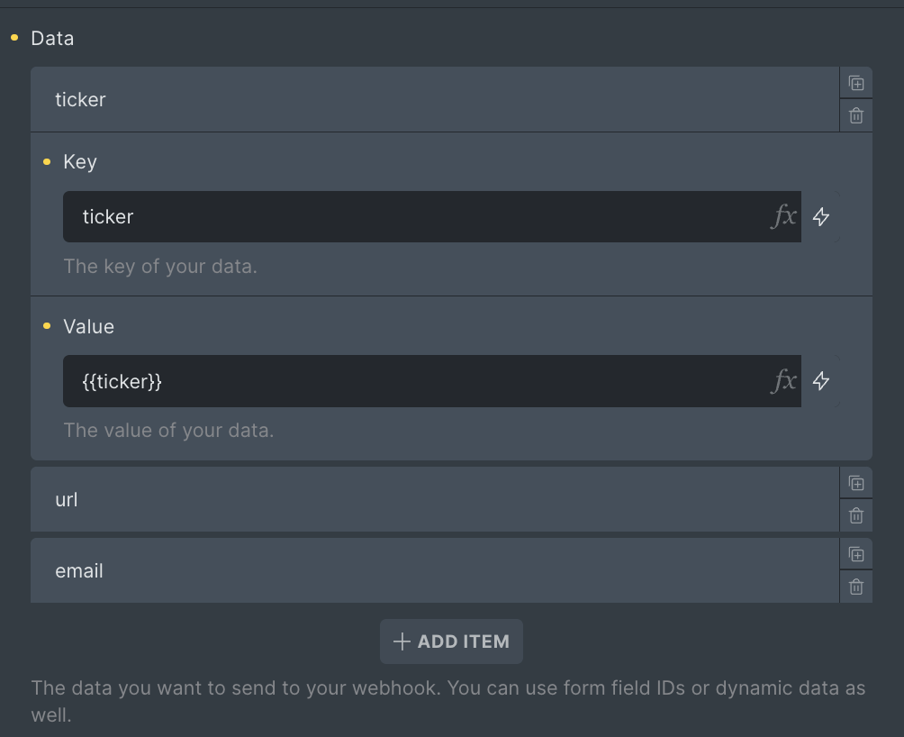 Bricks Forge pro forms webhhok data mapping settings