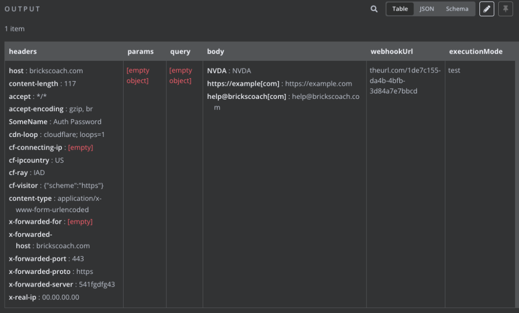 n8n webhook output