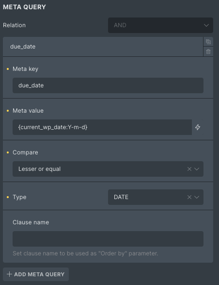 Image showing bricks builder meta query parameters