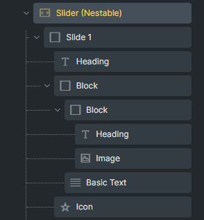 bricks builder structure panel of a slider element